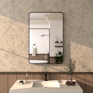 Cosy 24 in. W x 36 in. H Rectangular Framed Wall Bathroom Vanity Mirror in matte Black