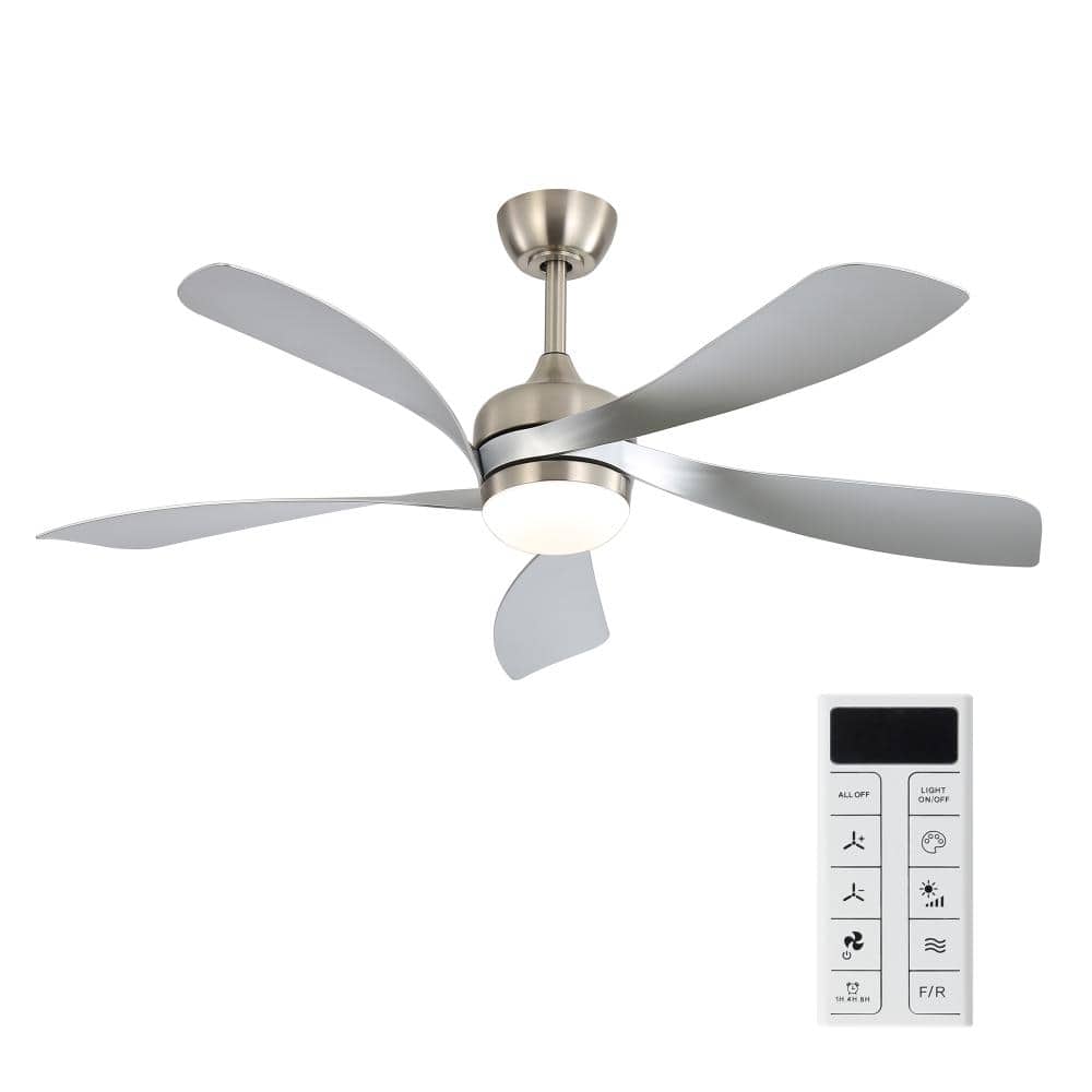 52 in. Silver Quiet Reversible DC Motor Ceiling Fan with Remote Control, 6 Wind Speeds 3-Color Temperature price history on PriceWatchPro