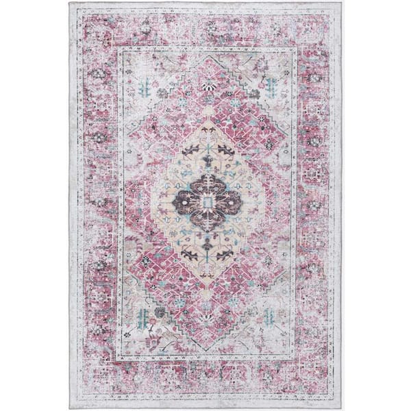 Unique Loom Yara Yash Light Coral Pink 6 ft. 1 in. x 9 ft. Area Rug