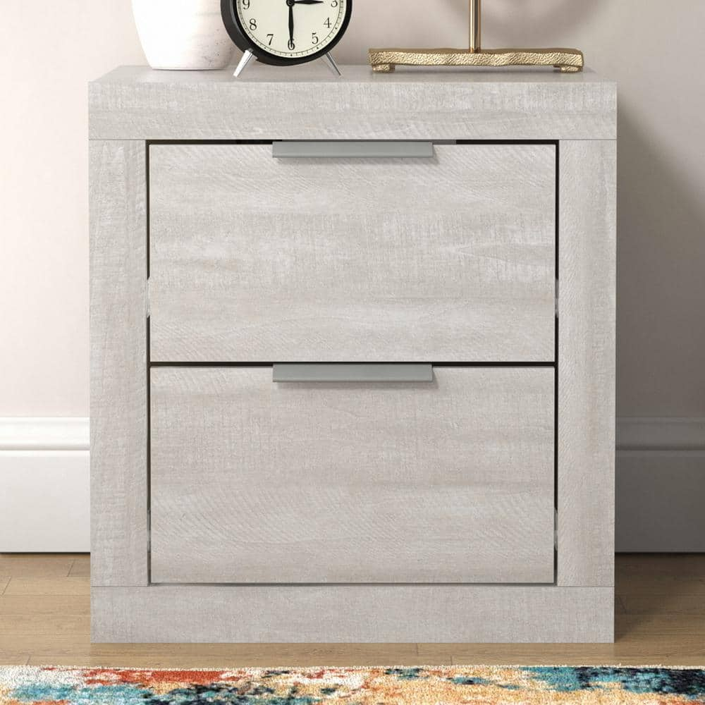 Harlowin 2-Drawer Dusty Gray Oak Nightstand Sidetable (20.3 in. x 18.9 in. x 16.3 in.) -  GALANO, SH-GDIPU2779AMS