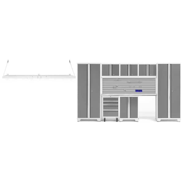 NewAge Products Bold Series 132 in. W x 76.75 in. H x 18 in. D 24-Gauge Steel Garage Cabinet Set in Platinum (8-Piece)