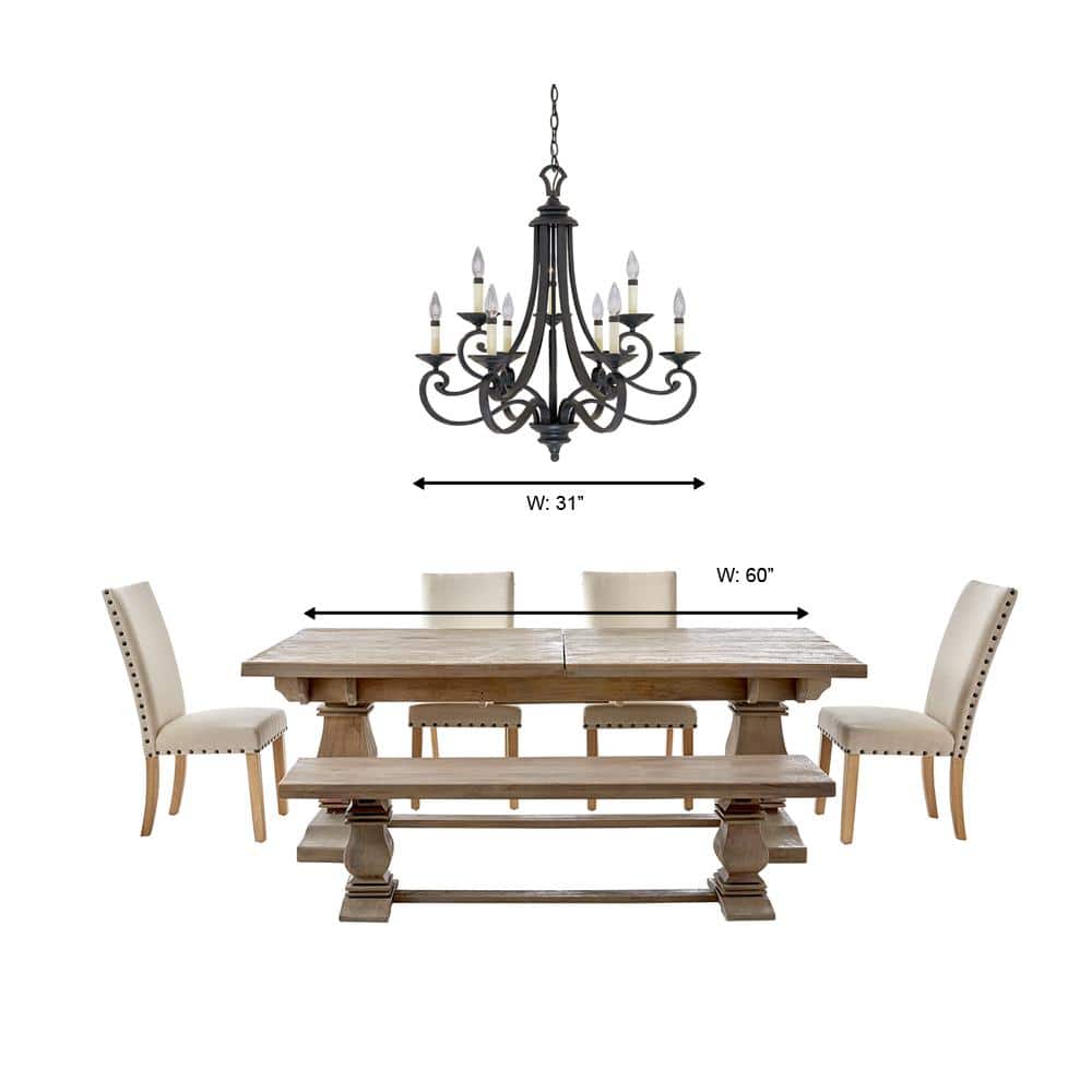 Barcelona Bronze Scroll-Arm 27.75" Candle-Inspired Chandelier