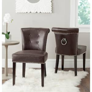 Sinclair Antique Brown/Espresso Leather Side Chair (Set of 2)