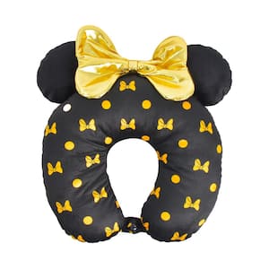 Disney Minnie Mouse Neck Travel Pillow with 3D Ears and Bow BLACK/YELL