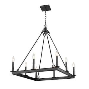 Barclay 8-Light Matte Black Chandelier with No Shade