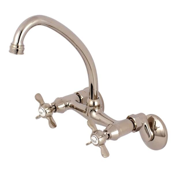 Kingston Brass Essex 2-Handle Wall-Mount Standard Kitchen Faucet in Polished Nickel