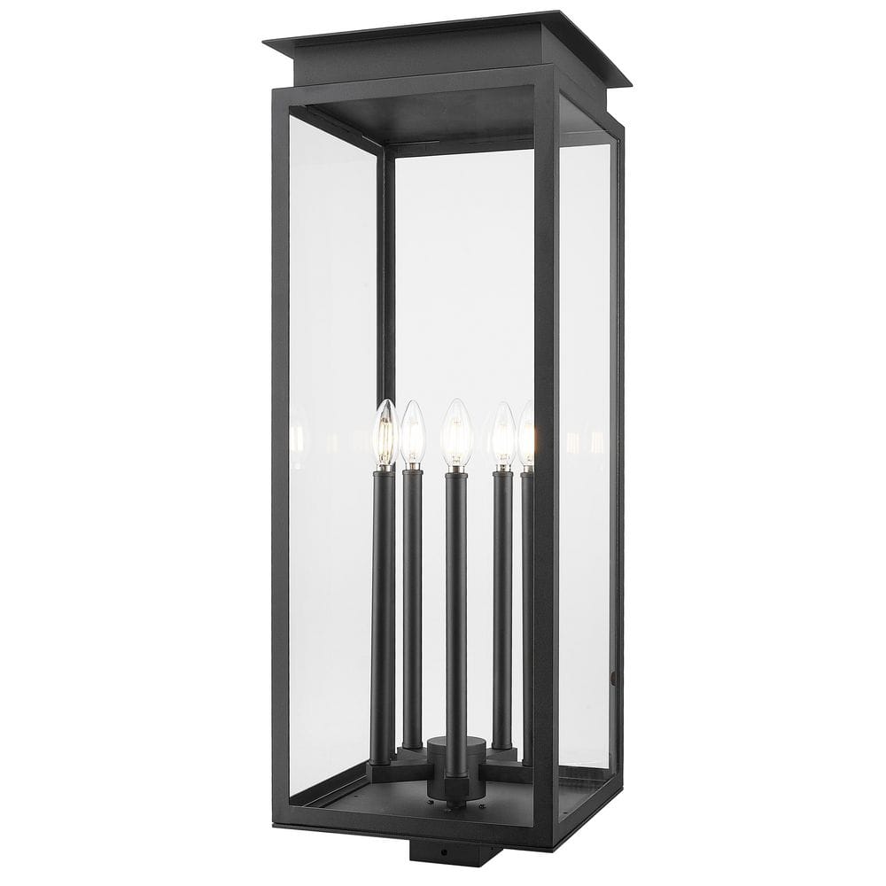Nova 5 Light Black Aluminum Hardwired Outdoor Weather Resistant Post Light 