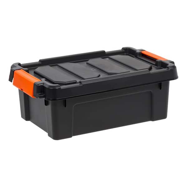 12 Qt. Heavy Duty Plastic Storage Box in Black 500213 - The Home Depot
