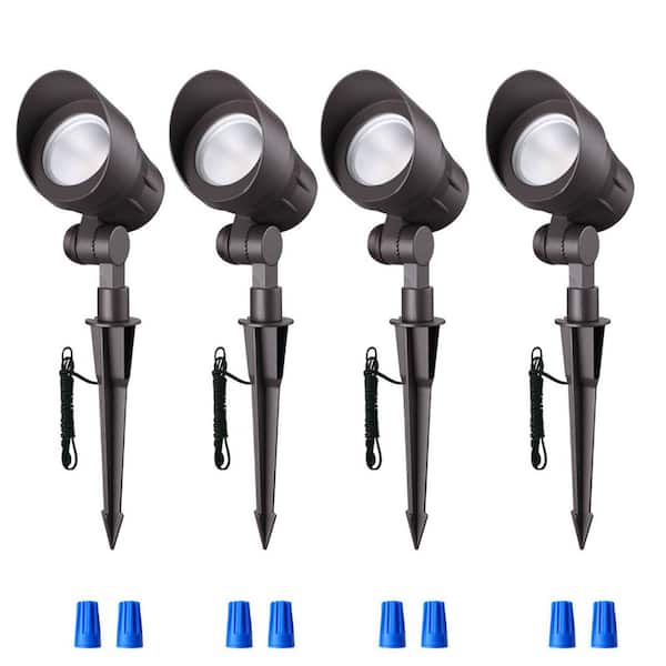 Sofiton Low Voltage 164 Lumens Bronze Outdoor Hardwired Integrated LED Landscape Spotlight with 2700K/3000K/4000K (4-Pack)
