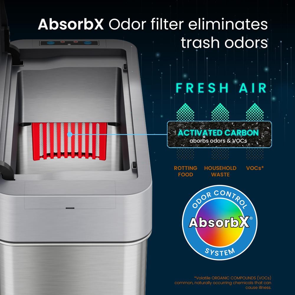 Slim Silver Stainless Steel Touchless Motion Sensor Trash Can 4 Gallon