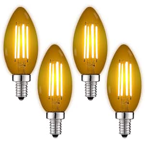 40-Watt Equivalent LED Yellow Light Bulbs, 4.5-Watt, Colored Glass Candelabra Bulb, UL Listed, E12 Base (4-Pack)