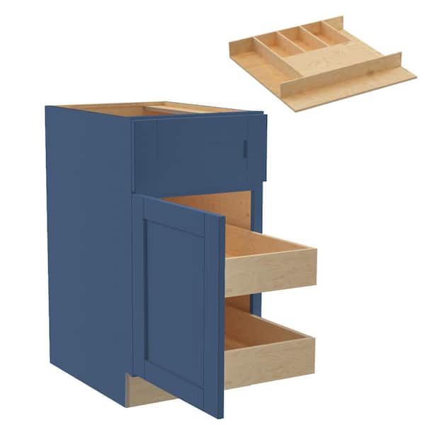 Home Decorators Collection Washington Vessel Blue Plywood Shaker Assembled Base Kitchen Cabinet Left 2ROT CT18 W in. 24 D in. 34.5 in. H