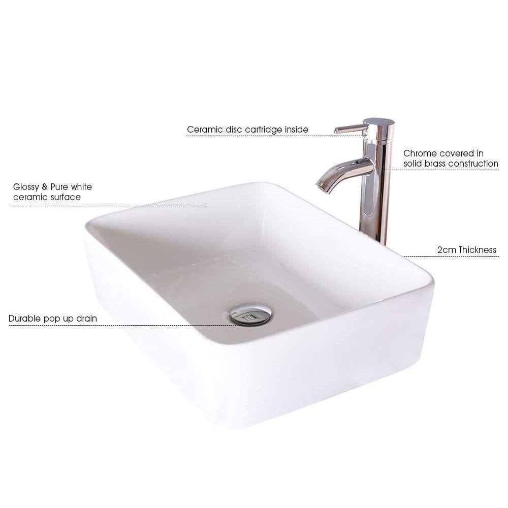24" Rustic Brown MDF Freestanding Vanity with White Ceramic Sink