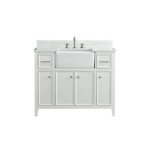 Casey 42 in. W x 22 in. D Bath Vanity in White with Engineered Stone Vanity Top in Ariston White with White Sink