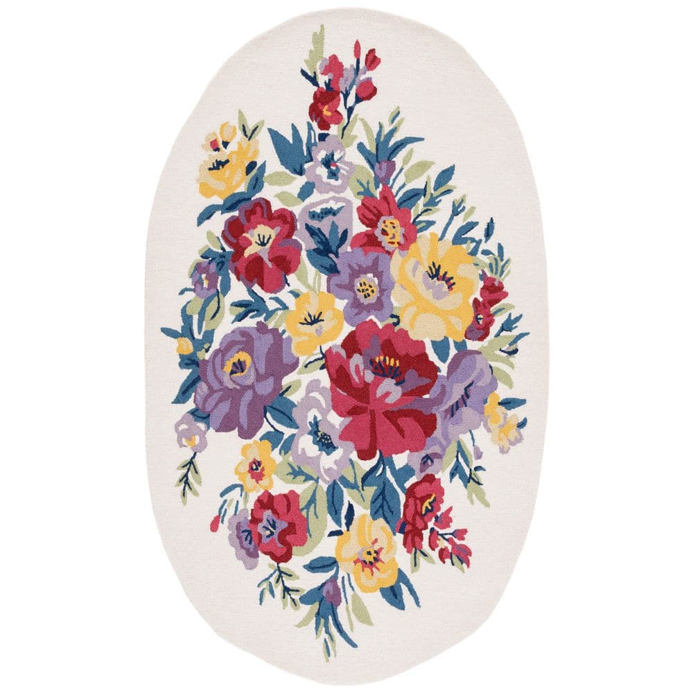 Chelsea 5 ft. x 8 ft. Ivory/Rose Oversized Floral Oval Area Rug price history on PriceWatchPro