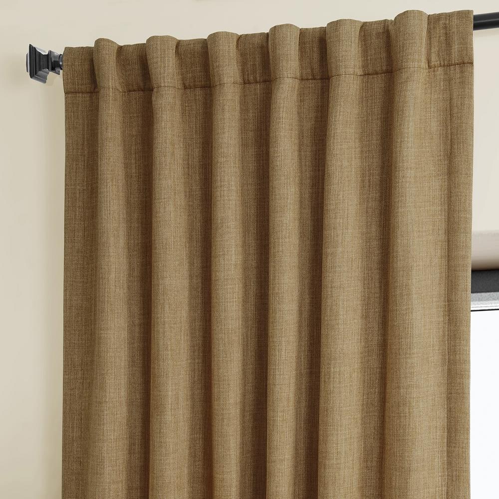 Butterscotch Faux Linen Blackout Puddle Length Window Panel