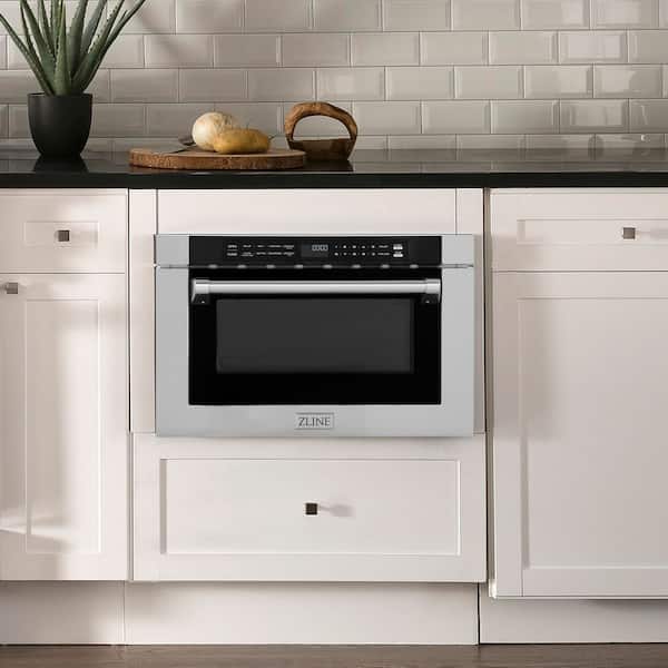 24 in. 1000-Watt Built-In Microwave Drawer in Stainless Steel & Traditional Handle