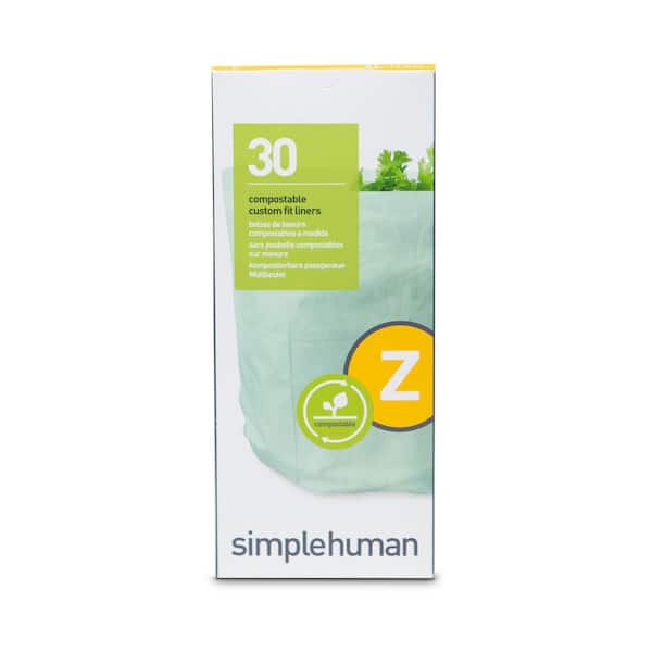 simplehuman 4 L/1.2 Gal. Green Code Z Custom Fit Compostable Trash Bags  (30-Count) CW0525 - The Home Depot
