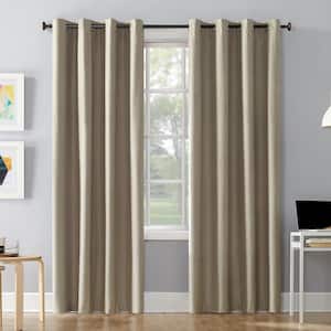 Duran Linen Solid 50 in. W x 63 in. L Noise Cancelling Grommet Blackout Curtain (Single Panel)