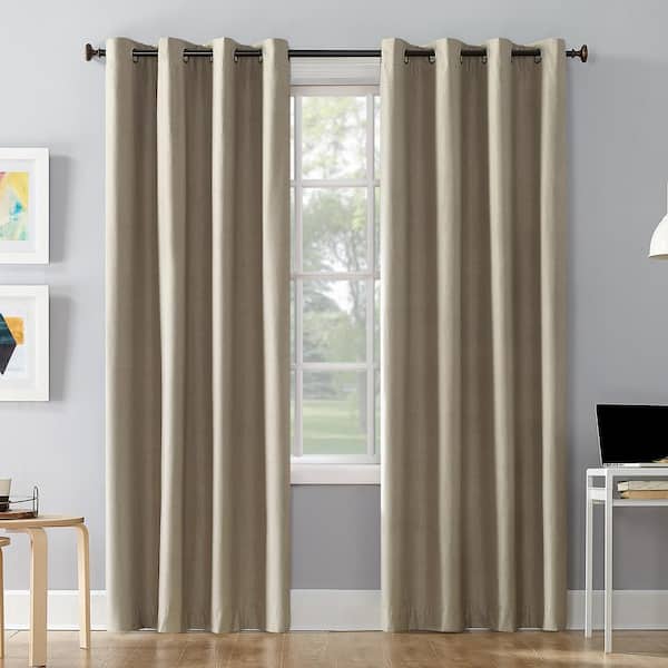 Sun Zero Duran 50"W x 84"L Linen Thermal Insulated 100% Blackout Grommet Curtain Panel (Single Panel)