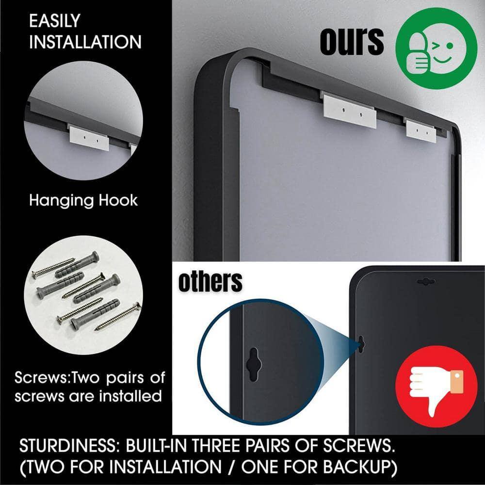 28x36 Inch Matte Black Aluminum Framed Bathroom Mirror