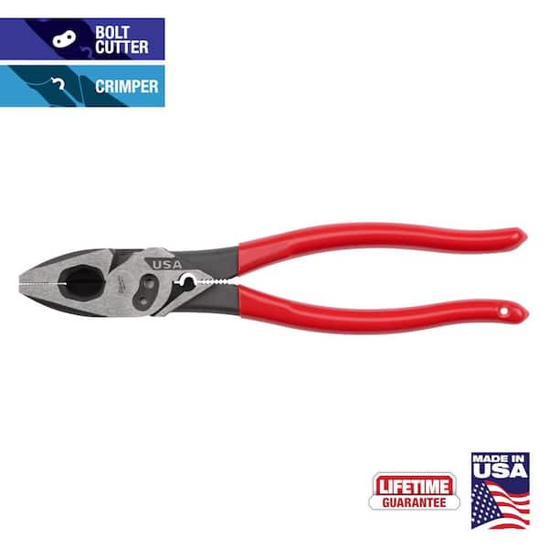 Milwaukee 9 in. Lineman's Pliers with Crimper / Bolt Cutter and Dipped Grip