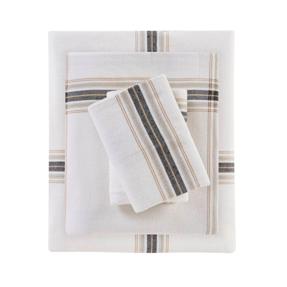 Full Blue Plaid Cotton Flannel Bedding Set