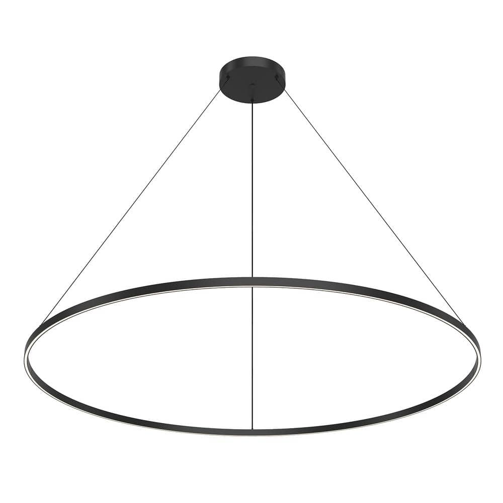 Cerchio 72 in. 185-Watt 1-Light Black Integrated LED Pendant-Light price history on PriceWatchPro