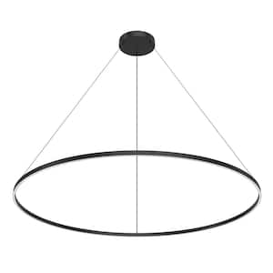 Cerchio 72 in. 185-Watt 1-Light Black Integrated LED Pendant-Light