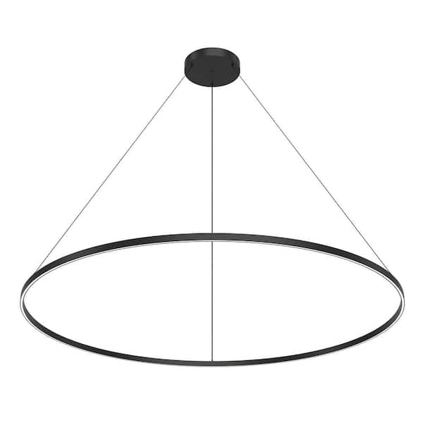 Cerchio 72 in. 185-Watt 1-Light Black Integrated LED Pendant-Light