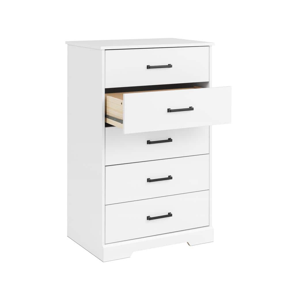 White Farmhouse 5-Drawer Vertical Dresser