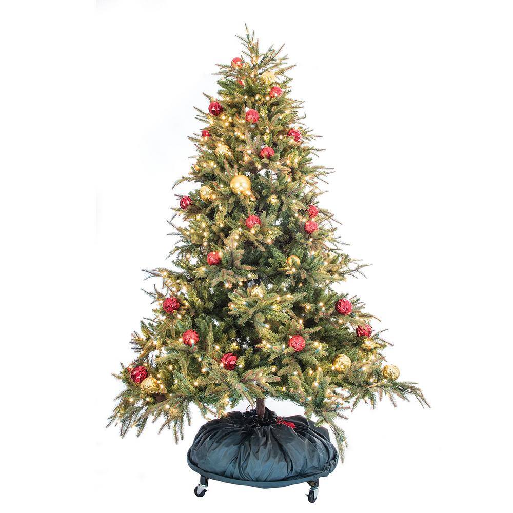 Green Polyester Upright Christmas Tree Storage Bag with Rolling Stand