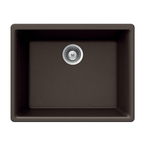 HOUZER Quartztone Drop-In Composite Granite 24 in. 1-Hole Single Bowl Kitchen Sink in Midnite