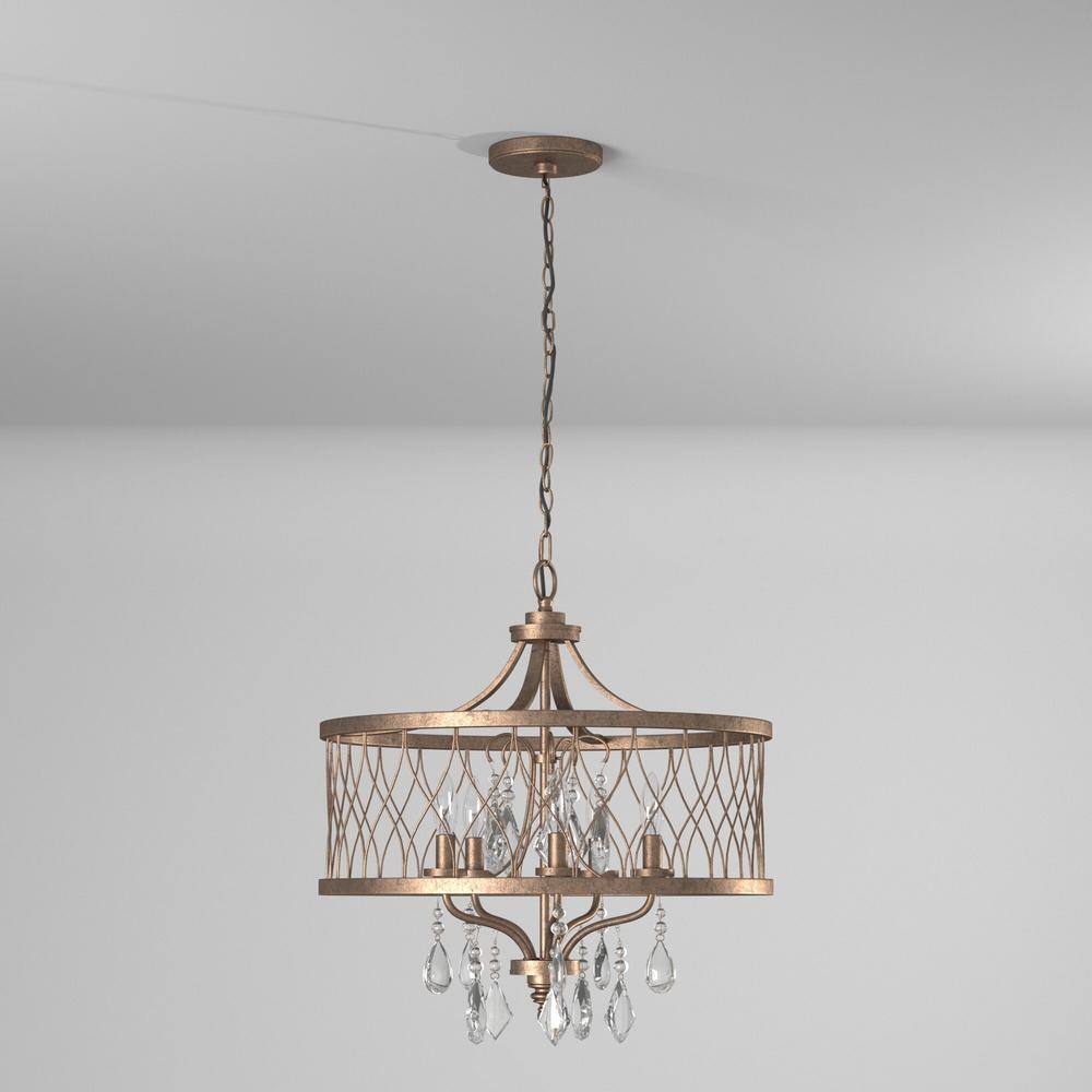 Mini Olympus Gold 5-Light Candle Chandelier with Crystal Accents