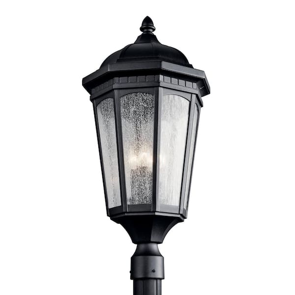KICHLER Courtyard 3-Light Textured Black Aluminum Hardwired