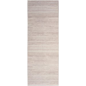 Washable Essentials Ivory Mocha 2 ft. x 6 ft. All-over design Contemporary Runner Area Rug