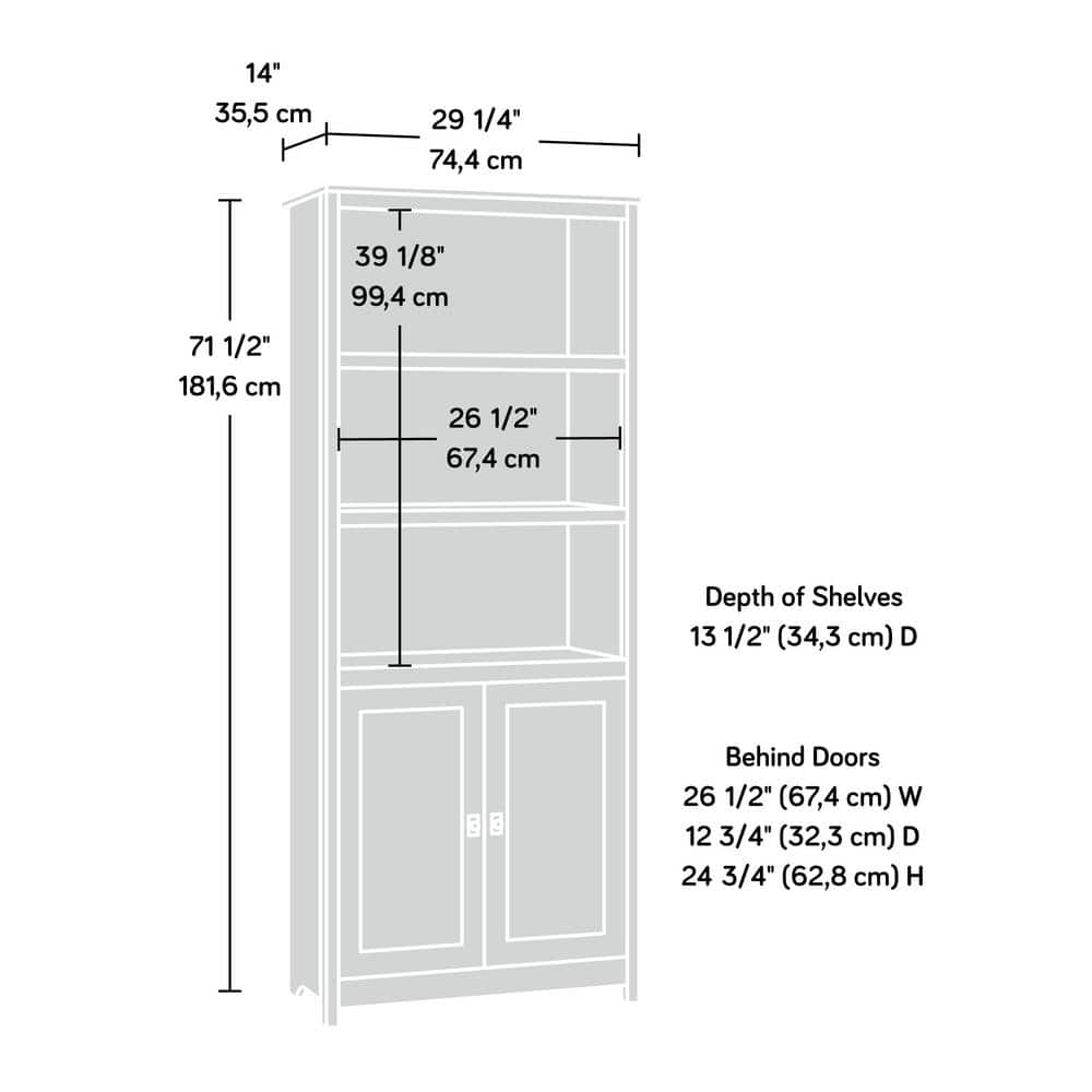 Mystic Oak Adjustable 71.5" Gray Bookcase with Doors