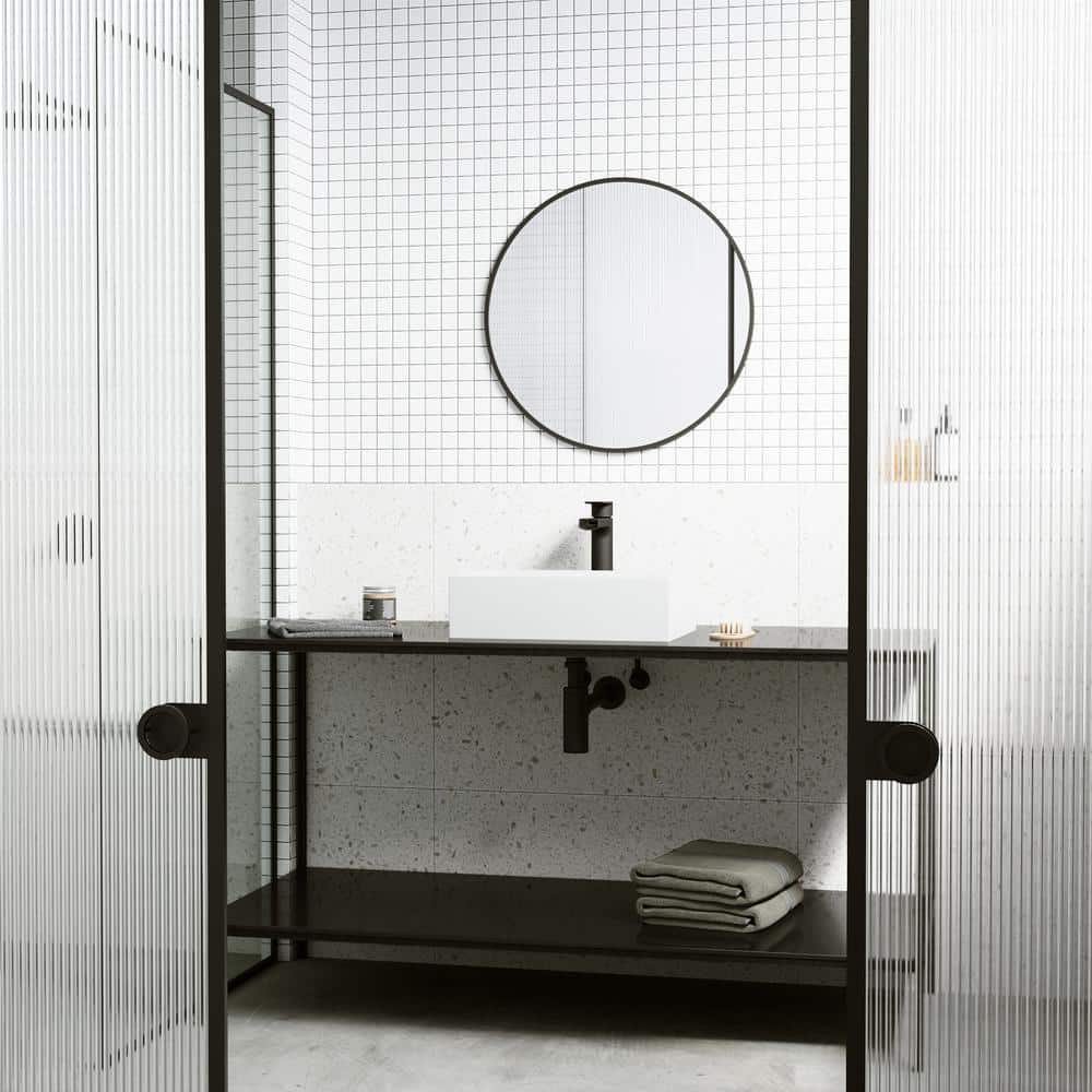 Montauk White Matte Stone Rectangular Vessel Bathroom Sink
