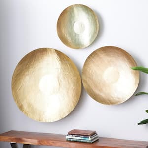 Rustic Gold Large Metallic Disk Plates Wall Decor (Set of 3)