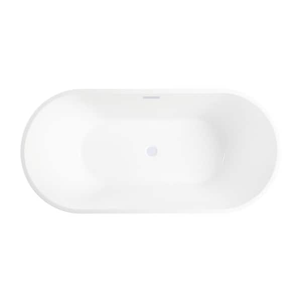 Bordeaux 67 in. Acrylic Flatbottom Freestanding Bathtub in Pure White