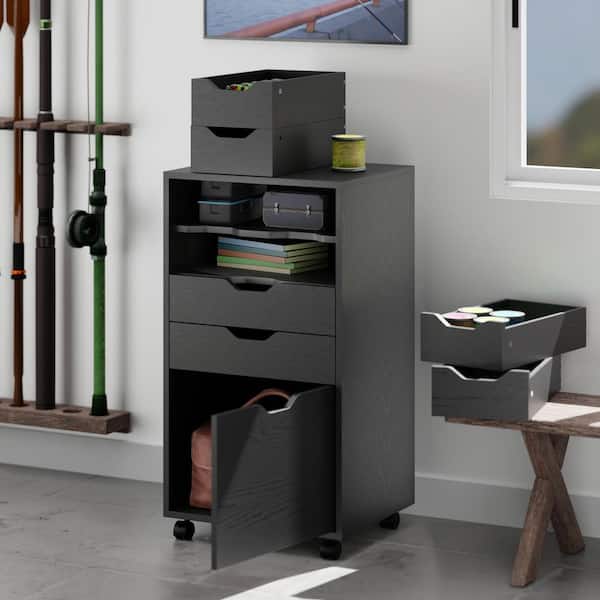 Winsome Wood Halifax Black 35.39 In Tall Mobile Office Storage