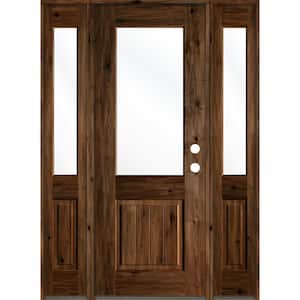 60 in. x 96 in. Rustic Alder Left Hand Half-Lite Clear Provincial Stain Wood withVG Single Prehung Front Door/Sidelites