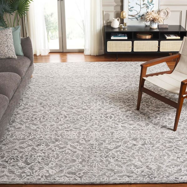 Ebony 8 ft. x 10 ft. Ivory/Gray Floral Abstract Area Rug