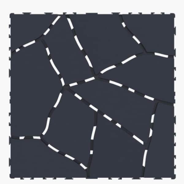 Stone Texture Plastic Floor Pavers 1 ft. x 1 ft. Patio Deck Tiles 0.8 in. H Interlocking Tiles in Gray (44-Pack)