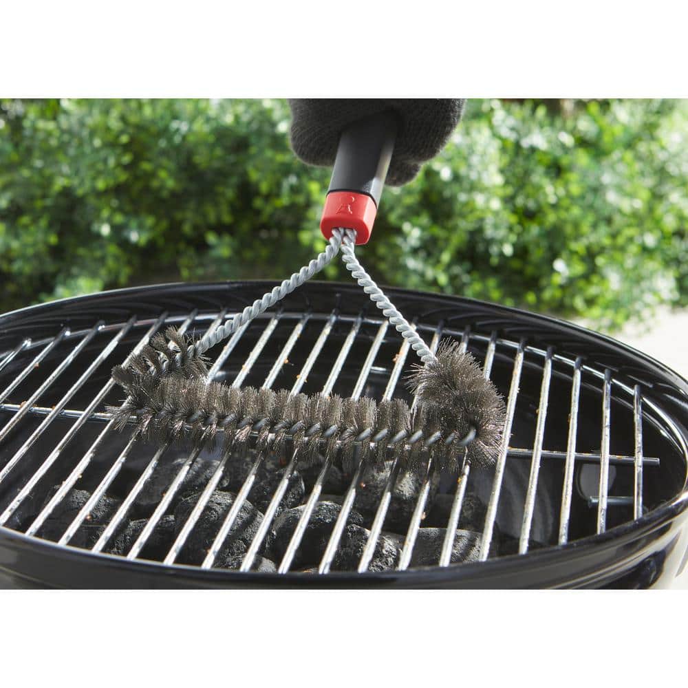 Weber 12" Black and Red Three-Sided Grill Brush