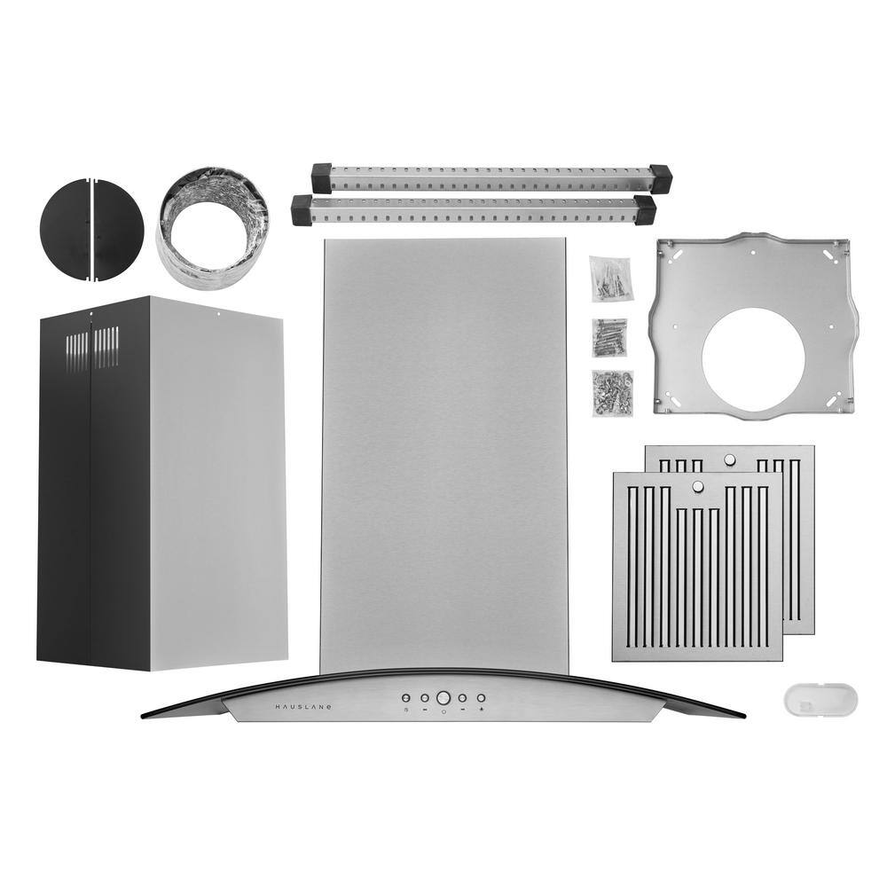 Hauslane 36" Stainless Steel Convertible Island Range Hood with Charcoal Filter