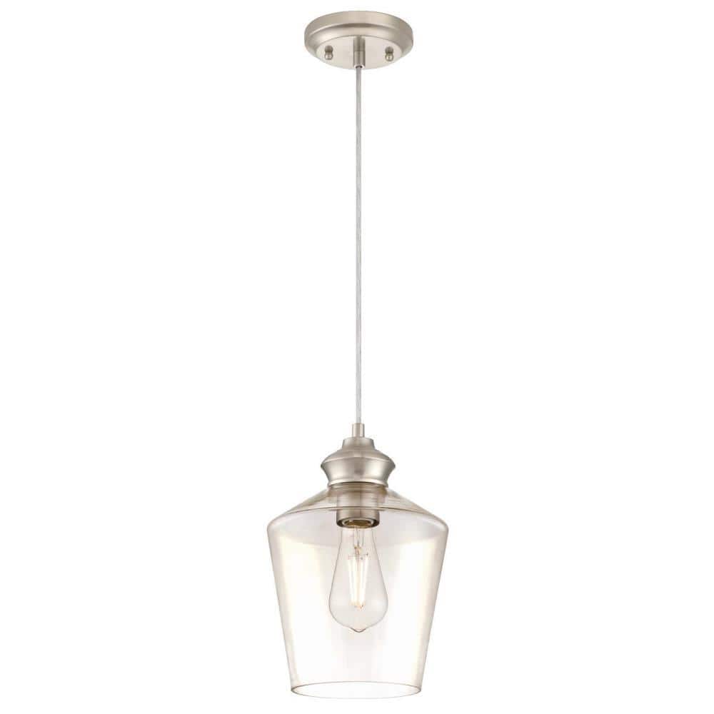 Ramsey Mini Pendant with Hand-Blown Glass Shade in Brushed Nickel