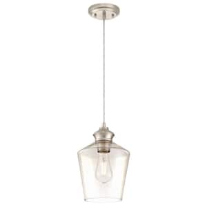 Ramsey 1-Light Brushed Nickel Mini Pendant with Clear Glass Shade