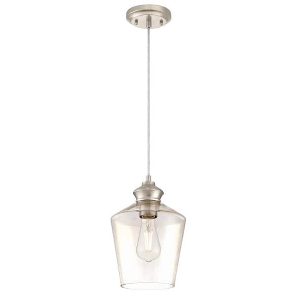 Westinghouse Ramsey 1-Light Brushed Nickel Mini Pendant with Clear Glass Shade