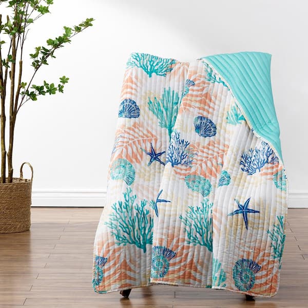 Greenland Home Fashions Montego Aqua Polyester Throw Blanket